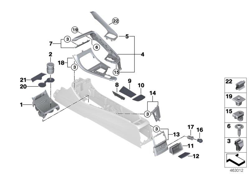 Diagram Mounting parts, center console for your 2006 BMW X5   