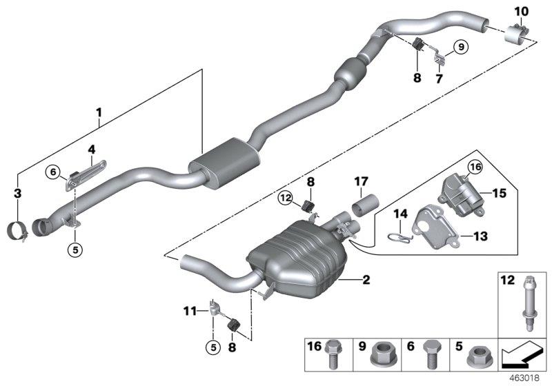 Diagram Exhaust system, rear for your 2018 BMW 330e   