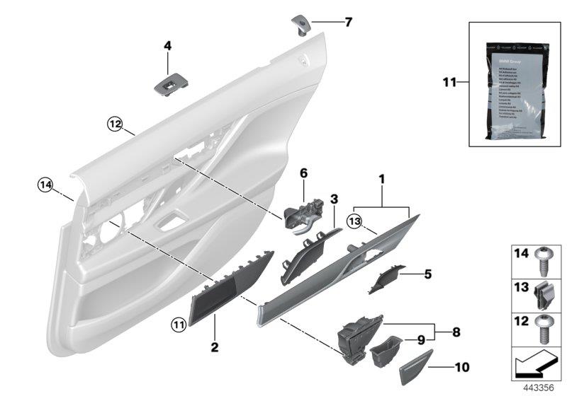 Diagram Mounting parts, door trim, rear for your 2012 BMW M6   