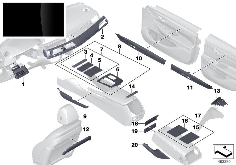 Diagram Individual wood, Pianolack schwarz for your BMW M6  