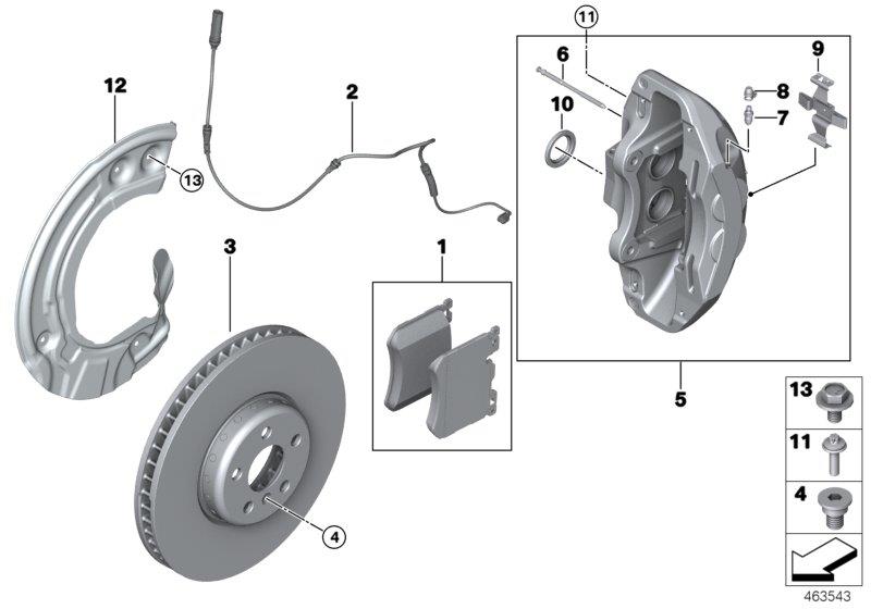 Diagram Front wheel brake for your BMW X6  