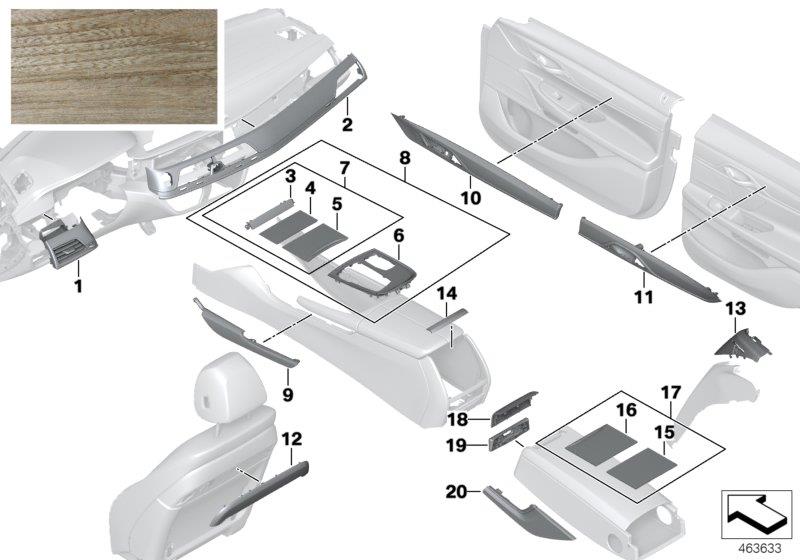 Diagram Individual wood eucalyptus smoky brown for your 2017 BMW 740i Automatic Sedan 