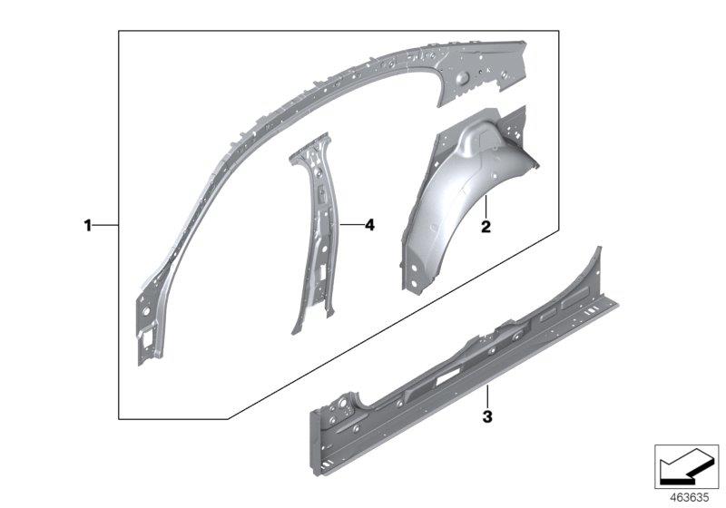 Diagram Side frame section, inner for your BMW 740eX  