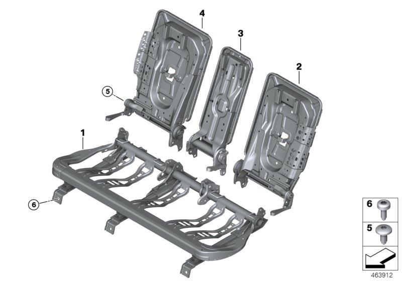 Diagram Seat, rear, seat frame, base seat for your 2010 BMW M6   