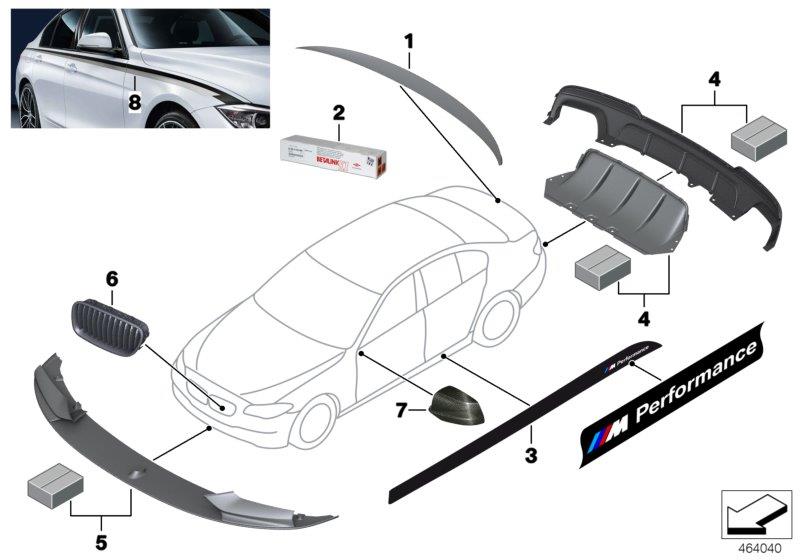Diagram M Performance aerodynamics acc.parts for your 2017 BMW 330iX   