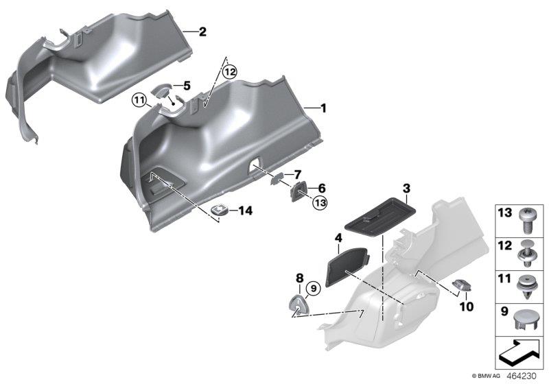 Diagram LATERAL TRUNK FLOOR TRIM PANEL for your 2007 BMW M6   