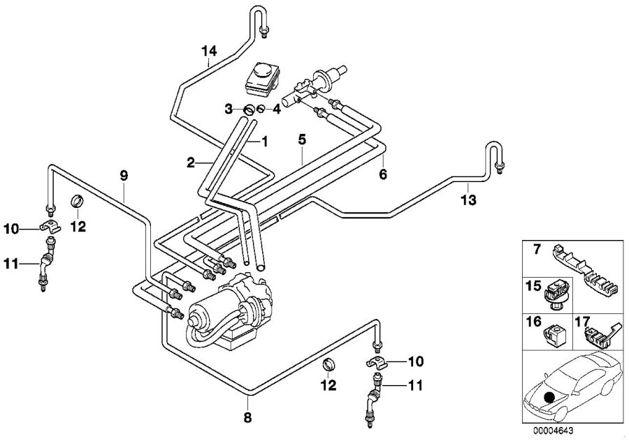 Diagram Brake pipe front ABS/ASC+T for your 2017 BMW M4 GTS   