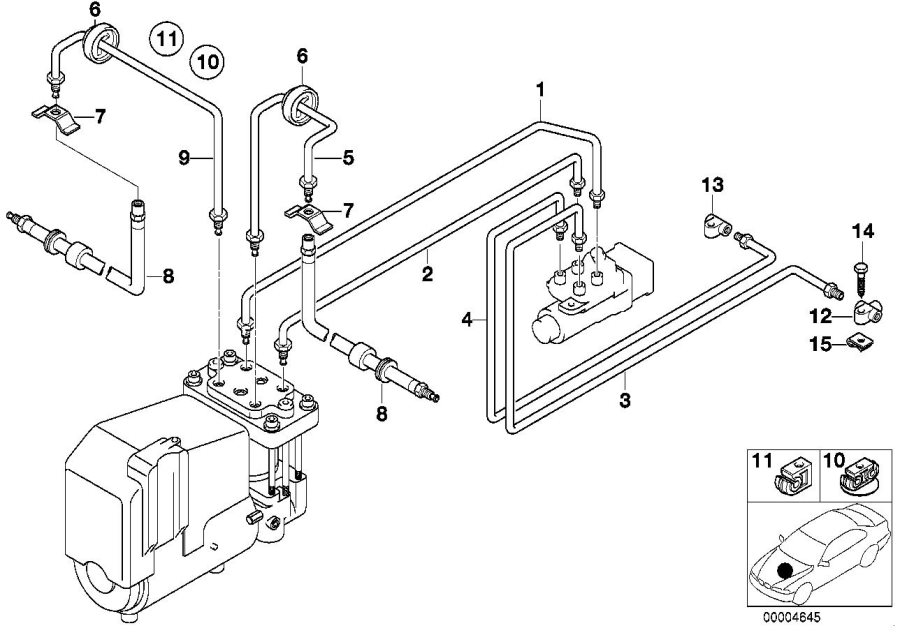 Diagram Brake pipe front ABS/ASC+T for your 2013 BMW 750LiX   