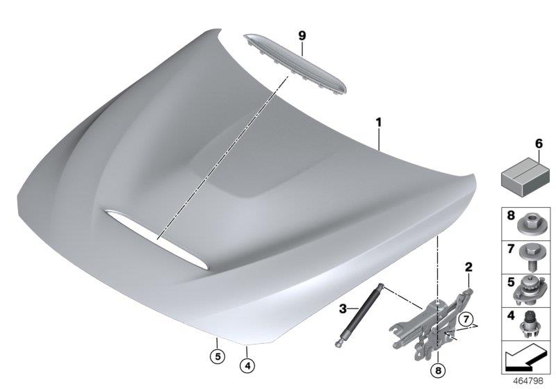 Diagram Hood / mounted parts for your 2020 BMW i3   