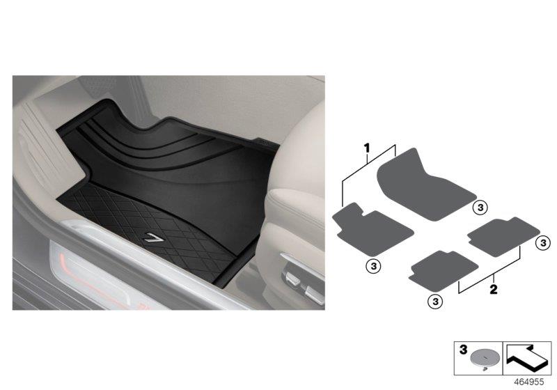 Diagram Floor mats, all-weather for your 2005 BMW 750i   