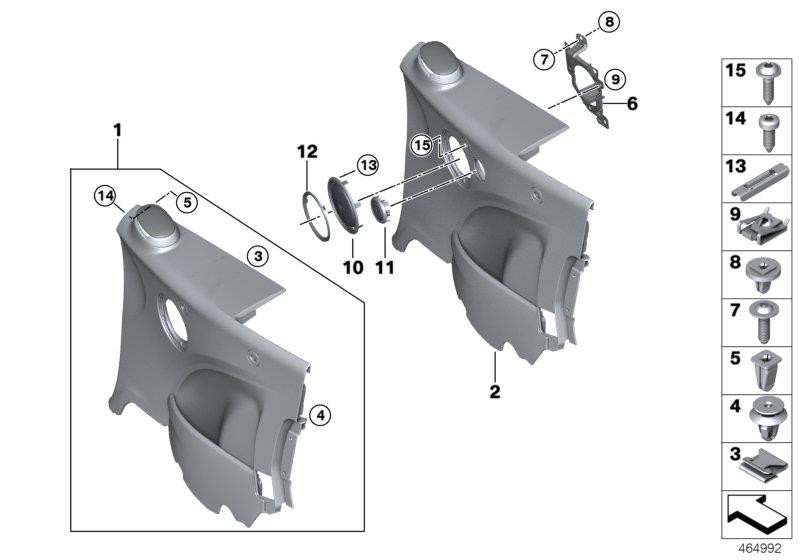 Diagram Lateral trim panel rear for your MINI