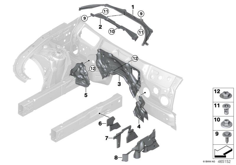 Full size assembly image of Mounting parts, engine compartment (1/2)