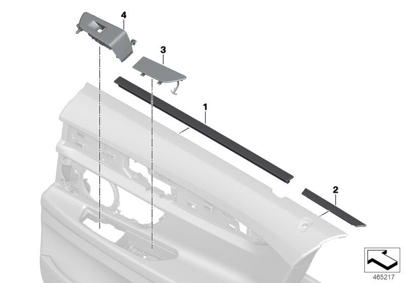 Diagram Ind. mounted parts rear door trim panel for your BMW