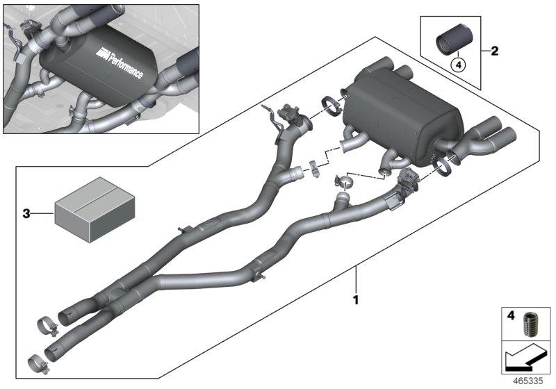 Diagram Muffler system M Performance for your BMW