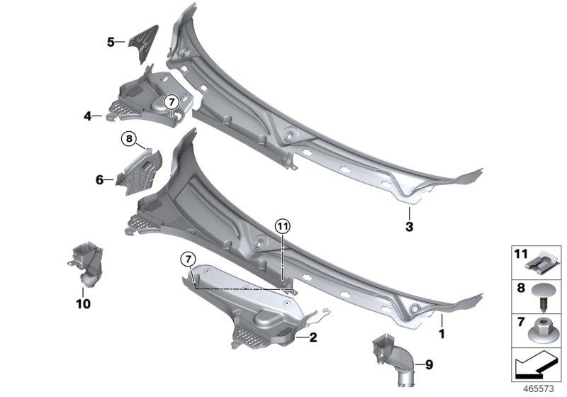 Diagram Trim, windshield cowl, outer for your MINI