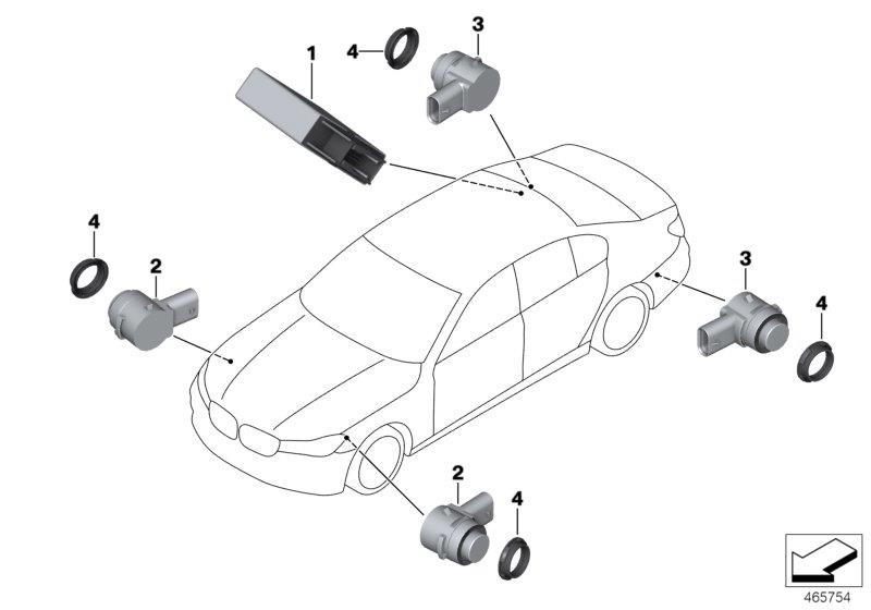 Diagram Parking Manoeuvre Assistant (PMA) for your 1999 BMW 750iL   