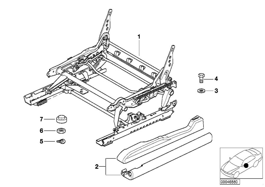 Diagram FRONT SEAT RAIL MECHANICAL/SINGLE PARTS for your 2006 BMW M6   