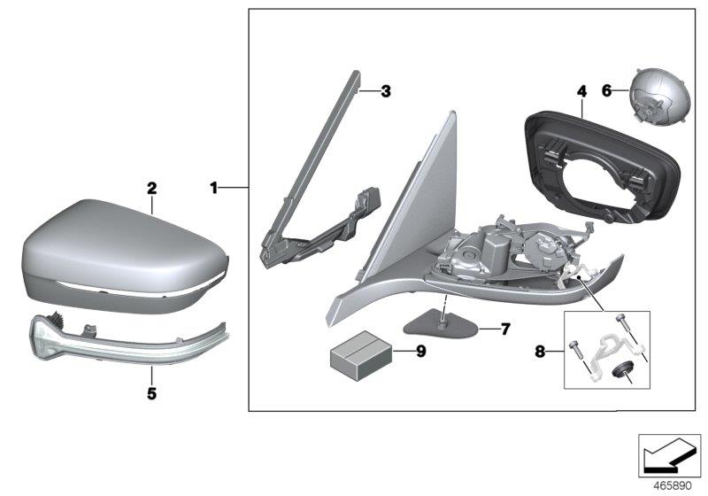 Full size assembly image of Exterior mirror (S760A) (1/3)