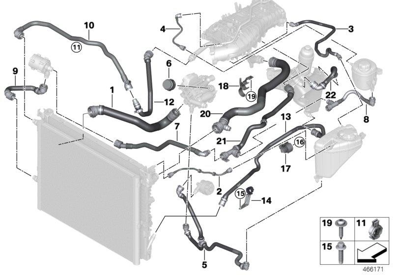 Diagram Cooling system coolant hoses for your 2016 BMW 640iX   