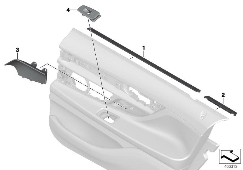 Diagram Ind. mounted parts rear door trim panel for your BMW