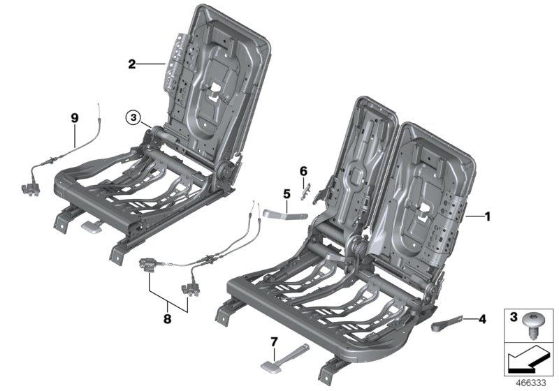 Diagram Seat, rear, seat frame for your 2015 BMW M6   