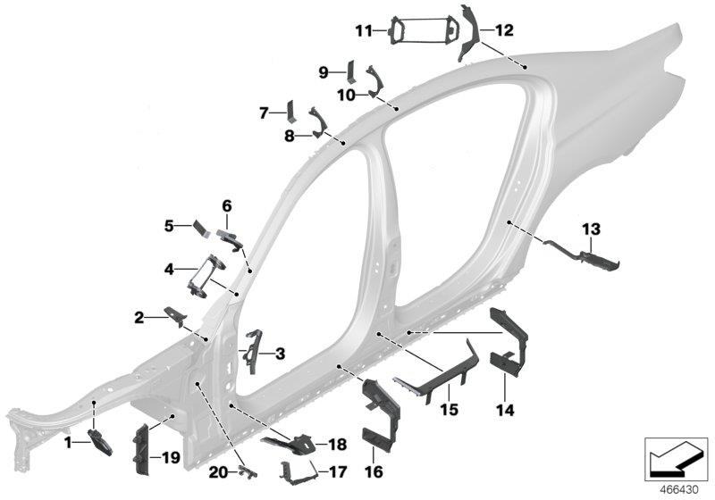 Diagram Cavity shielding, side frame for your 2017 BMW 640iX   