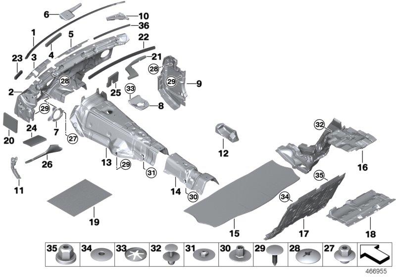 Diagram SOUND INSULATING CENTER for your 2019 BMW 740i Automatic Sedan 