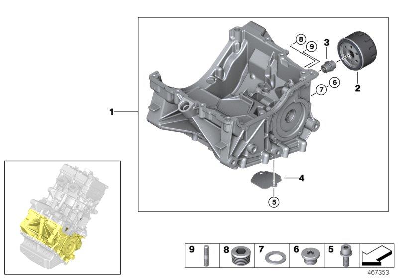 Diagram Crankcase lower part for your BMW i3  94Ah Rex