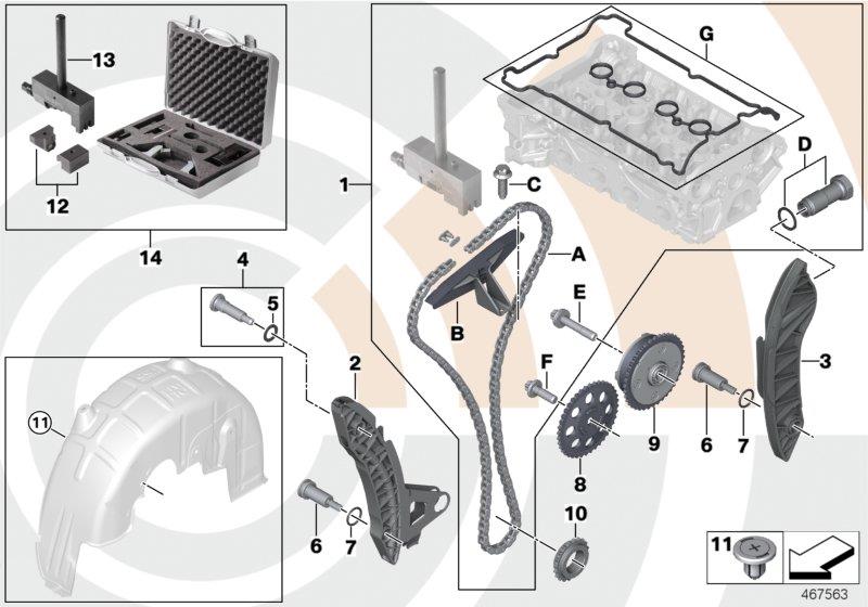 Diagram Repair kit, exposed timing chain, top for your MINI Clubman  