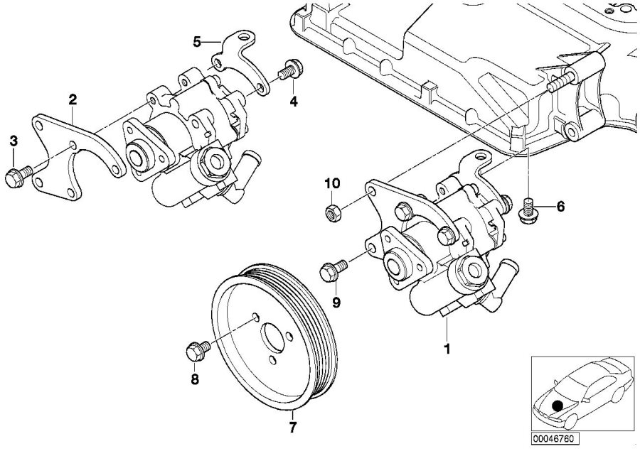 Diagram Power steering pump for your 2009 BMW M6   