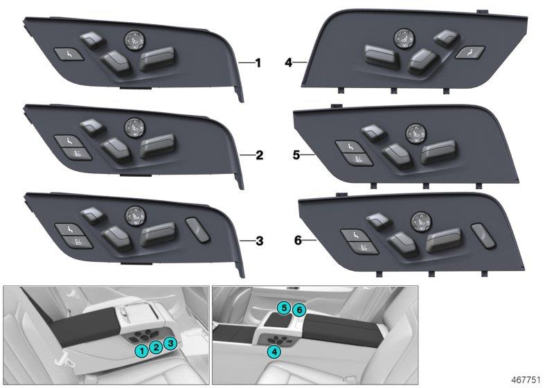 Diagram Seat adjustment switch, rear for your BMW