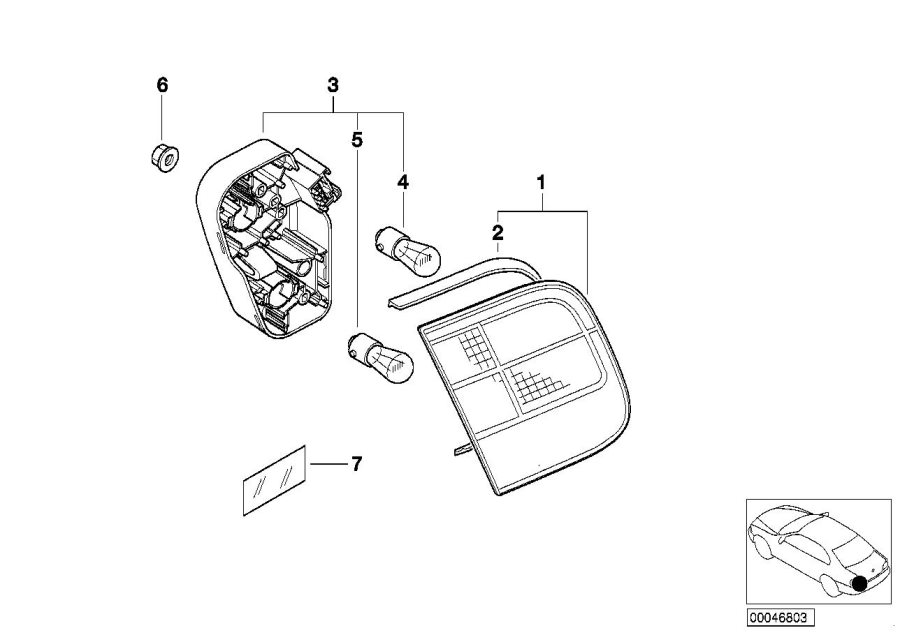 Diagram Rear light in trunk lid for your 1998 BMW 328i Convertible Manual 