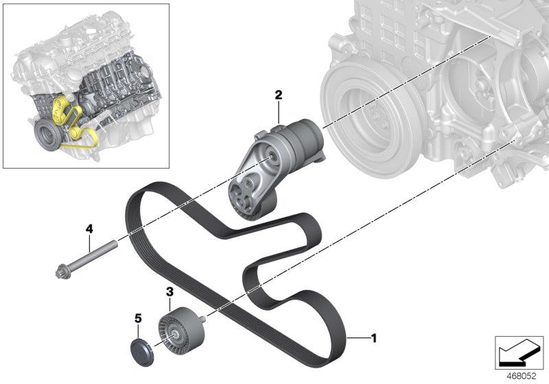 Diagram Belt drive for alternator/air condition. for your BMW