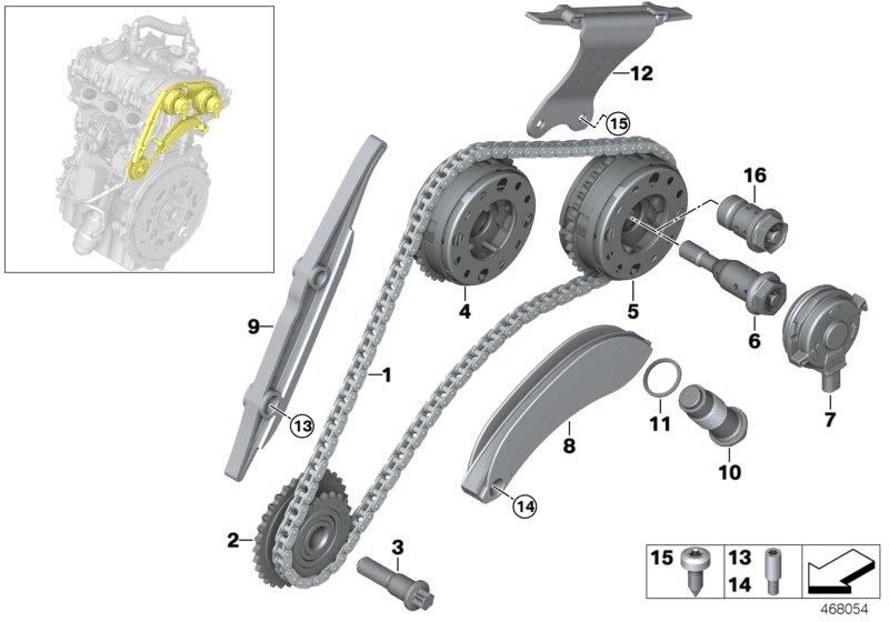 Diagram timing gear timing chain top for your BMW