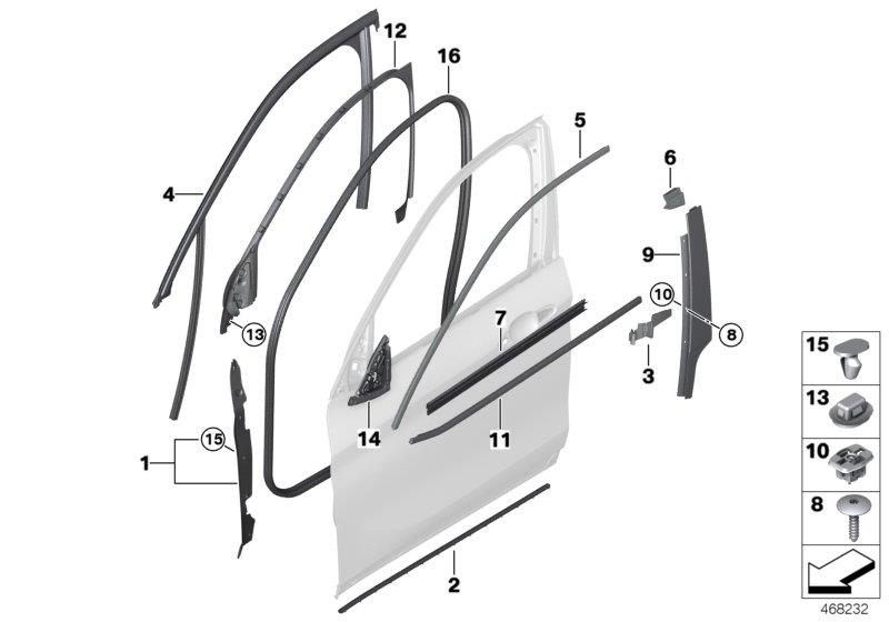 Diagram Trim and seals for door, front for your 2017 BMW M4 GTS   