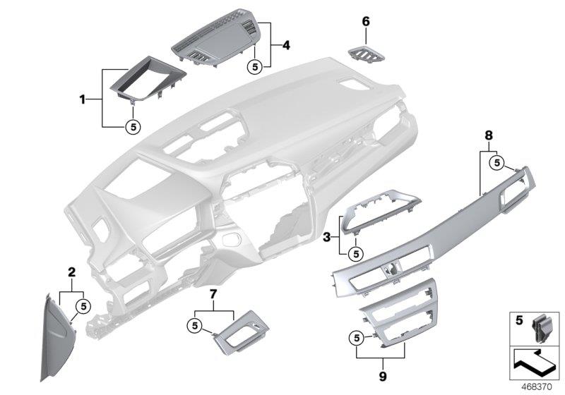 Diagram Mounting parts, I-panel, top for your 2020 BMW X2 28iX  