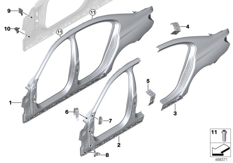 Diagram Body-side frame for your BMW 740eX  