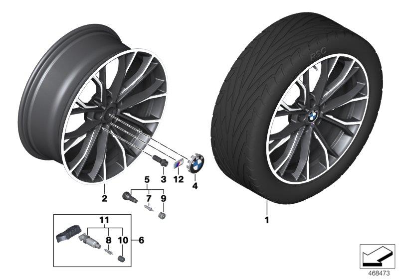 Diagram BMW LM wheel M double spoke 669M- 20" for your 2018 BMW 530e Sedan  