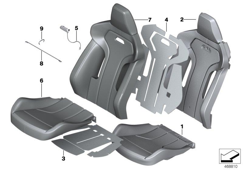 Diagram Seat, front, uphlstry, cover, Sport seat for your 1995 BMW
