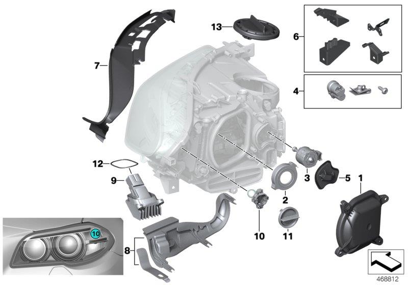 Le diagramme Composants pour projecteur Xenon/ALC pour votre BMW