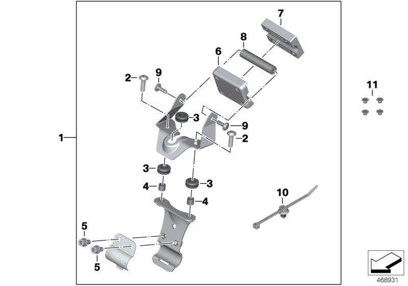 Diagram Mounting parts, BMW Motorrad Navigator for your 2013 BMW K1600GTL Exclusive   