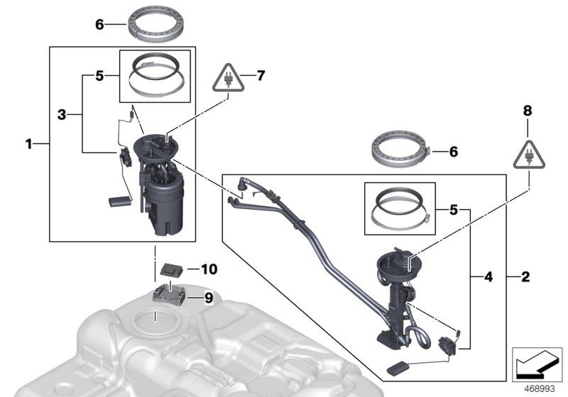 Le diagramme Pompe à carburant / Capteur de niveau pour votre BMW