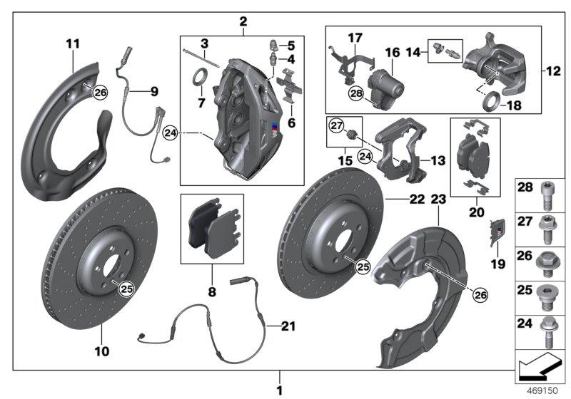Diagram Set of M Performance brakes front/rear for your BMW 530e  