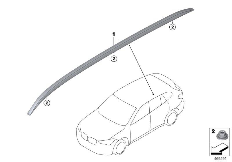 Diagram Retrofit, roof rail for your 2018 BMW X1   