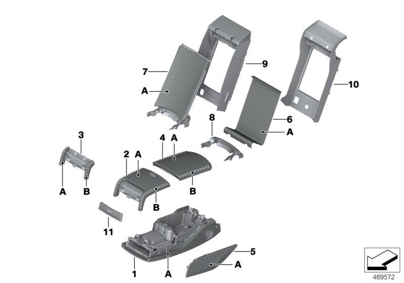 Diagram Individual armrest, multifunctional rear for your 2007 BMW M6   