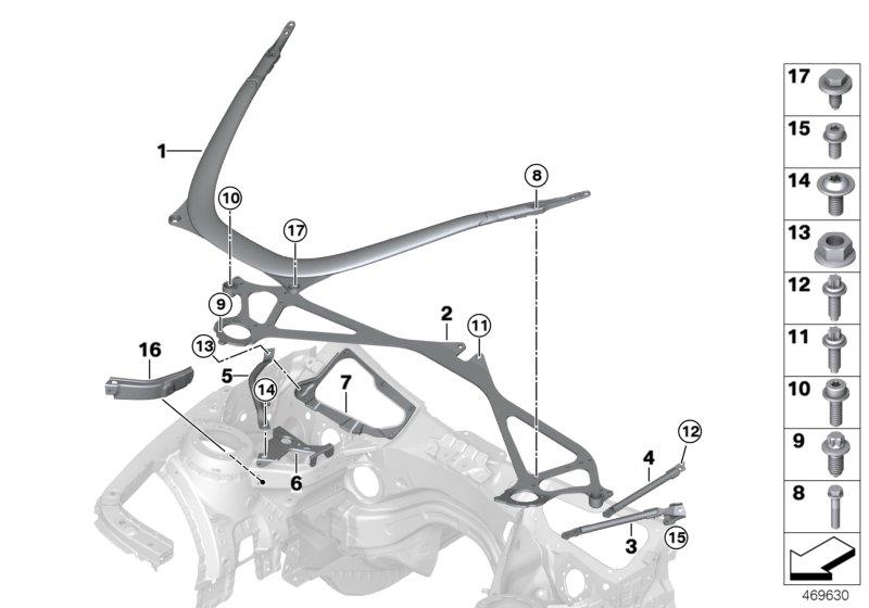 Diagram Reinforcement for body, front for your 1996 BMW
