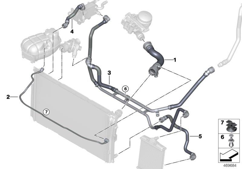 Diagram Cooling system coolant hoses for your BMW M2  