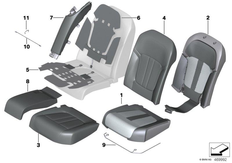 Diagram Seat rear, uphols & cover, Comfort seat for your 2007 BMW M6   