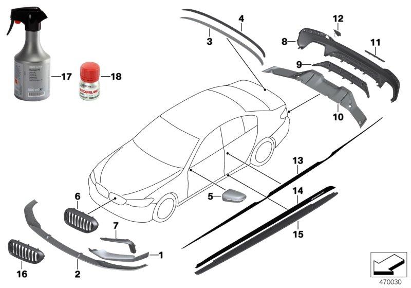 Diagram M Performance aerodynamics acc.parts for your 2018 BMW 530e   