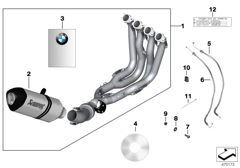 Diagram HP Titanium exhaust system for your 2010 BMW K1300R   